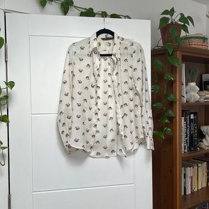 Zara cheetah blouse with studs in cream/black